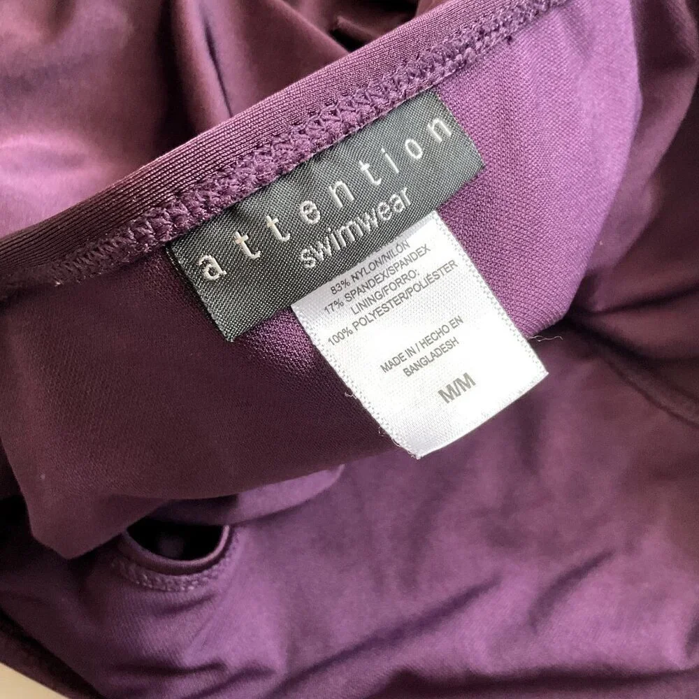 ATTENTION PURPLE SWIM SKIRT AND ONE SHOULDER TOP SWIMSUIT (Flaw)